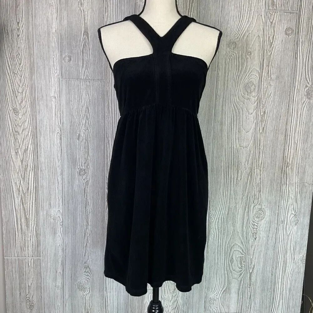 Brand New Juicy Couture Women's Medium Black Smocked Knee Length Dress USA